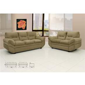 Conjunto Sofá 2 e 3 Lugares Linoforte Nicole c/ Tecido em Swede - Bege