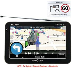 Navegador GPS DTV Navcity NC450 Touchscreen, c/ TV Digital, Tela de 4,3" e Bluetooth