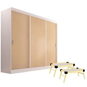 Guarda-Roupa Móveis Europa Rubi Branco/Maple c/ 3 Portas + 2 Bandejas Small Tramontina