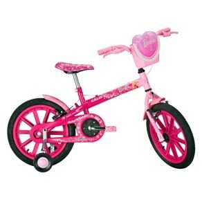 Bicicleta Aro 16 Caloi Barbie c/ Rodinhas - Rosa
