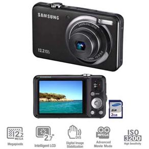 Câmera Digital Samsung ST50 Preta c/ 12.2MP, Zoom Óptico 3x, LCD 2,7" e Cartão 2GB 