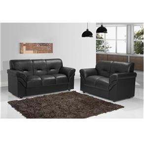 Conjunto Sofá 2 e 3 Lugares American Comfort Argel em Korino - Preto