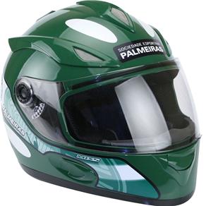 Capacete Mixs MX5 Time do Palmeiras c/ Entradas de Ar Frontal e Superior - Verde e Branco