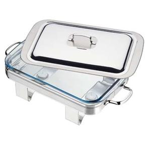 Rechaud Retangular Tramontina Inox c/ Refratário - 37x23cm 