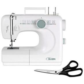 Máquina de Costura Elgin Portátil JX 4000 Genius Branca + Tesoura de Costura 7" Tramontina