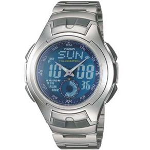 Relógio Masculino Anadigi Casio Active Dial AQ-160WD-2BV - Inox/Azul
