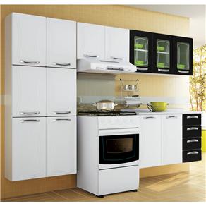 Cozinha Colormaq Eclipse Plus com Armário Triplo com Vidro 3 Peças  - Branco/Preto