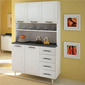 Cristaleira Colormaq Eclipse Plus com 5 Portas e 4 Gavetas com Tampo Preto - Branco/Preto