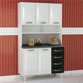 Cristaleira Colormaq Eclipse Plus c/ 5 Portas e 4 Gavetas - Preto/Branco