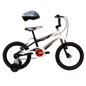 Bicicleta Aro 16 Track & Bikes Traxx Boy c/ Capacete - Preto/Branco