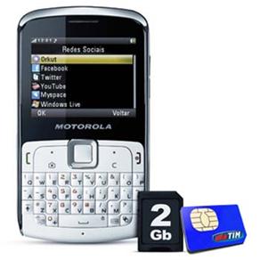 Celular Desbloqueado Motorola EX112 Motokey c/ Câmera 3MP, QWERTY, Rádio FM, MP3 Player, Bluetooth, Fone e Cartão 2GB + Chip TIM Pré-Pago