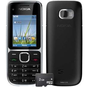 Celular Desbloqueado Claro Nokia C2-01 Preto c/ Câmera 3.2MP, 3G, Rádio FM, MP3, Bluetooth, Fone de Ouvido e Cartão 2GB 