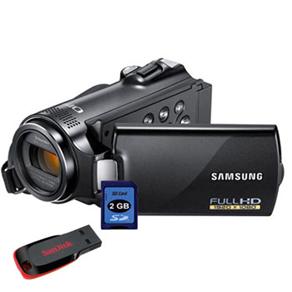 Filmadora Digital Samsung H205 Full HD Preta e Zoom Óptico 20x + Pen Drive 2GB + Cartão de Memória SD 2GB