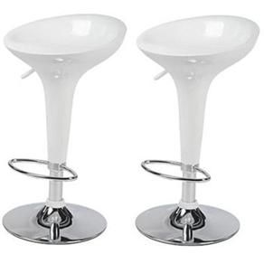 Banco Alto Stool c/ Regulagem de Altura à Gás Branco Importado - 2 Peças