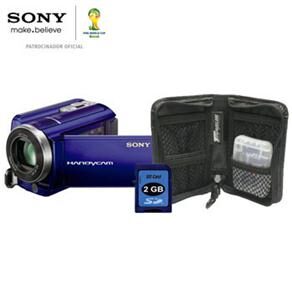 Filmadora Digital Sony DCR-SR68/L Azul c/ Zoom Óptico 60x e HD de 80GB + Cartão SD 2GB + Estojo Targus p/ Cartões de Memória