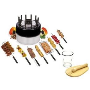 Churrasqueira de Fogão Giragrill Grillex BR10 - Preto/Cinza + Conjunto p/ Caipirinha Tramontina Convida Madeira/Vidro - 3 Peças