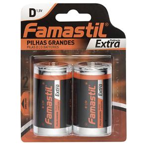 Pilha Famastil D 1,5V Potência Extra com 2 Unidades 