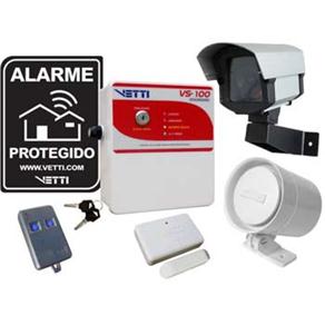 Kit de Alarme Vetti Instale Fácil s/ Fio VS-100 Standard c/ Sirene, Câmera Falsa e Controle Remoto