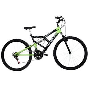Bicicleta Aro 26 Oceano Snapper com Dupla Suspensão - Preta/Verde