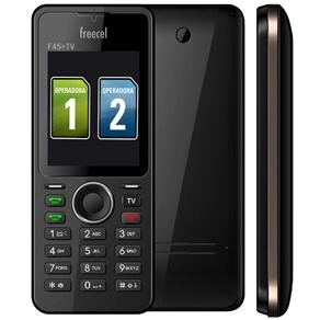 Celular Desbloqueado Freecel F45 Preto c/ TV Grátis, Câmera 1.3MP, Dual Chip, Rádio FM, MP3 Player, Bluetooth e Fone de Ouvido