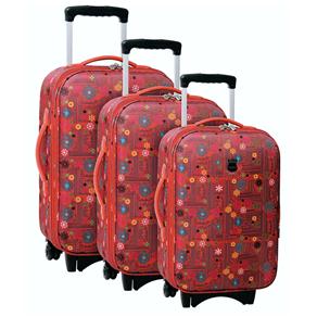 Conjunto de Malas Batiki Fogos FE953T com 3 Peças P/M/G - Vermelho
