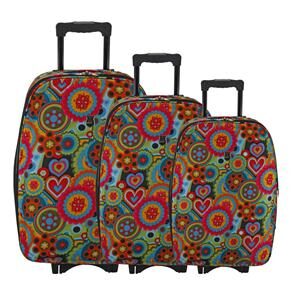 Conjunto de Malas Batiki A60091 com 3 Peças P/M/G - Floral
