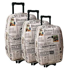 Conjunto de Malas Batiki A60071 com 3 Peças P/M/G - Jornal