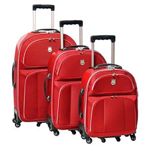 Conjunto de Malas Batiki HL380 com 3 Peças P/M/G - Vermelho
