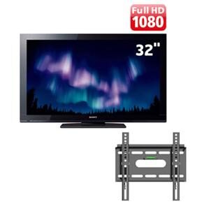 TV 32" LCD Sony Bravia KDL-32BX425 Full HD c/ Entradas HDMI e USB e Conversor Digital + Suporte Fixo ELG N01V2