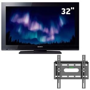 TV 32" LCD Sony Bravia KDL-32BX325 c/ Entradas HDMI e USB e Conversor Digital + Suporte Fixo ELG N01V2