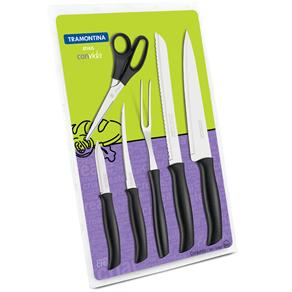 Conjunto de Facas Tramontina Inox/Preto - 6 Peças