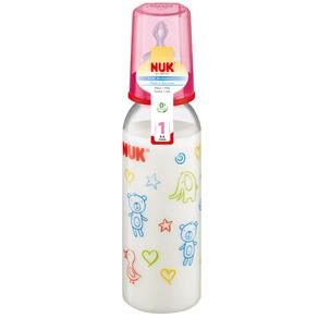 Mamadeira Nuk Adore Vermelho c/ Bico de Silicone e Tampa Protetora Tam. 2 - 240 ml