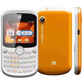 Celular Desbloqueado Claro ZTE R260 Branco/Laranja c/ Wi-Fi, Câmera 2.0MP, MP3 Player, Dual Chip e Bluetooth