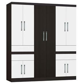 Guarda-Roupa Araplac Londres com 10 Portas e 4 Gavetas - Tabaco/Branco