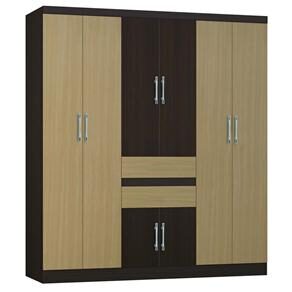 Guarda-Roupa Araplac Barcelona com 8 Portas e 2 Gavetas - Tabaco/Amêndoa