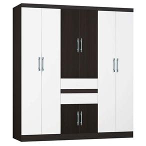 Guarda-Roupa Araplac Barcelona com 8 Portas e 2 Gavetas - Tabaco/Branco