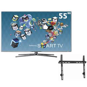 TV 55" 3D LED Samsung Série D7000 UN55D7000 Full HD c/ Smart TV, HDMI e USB, Conversor Digital e 2D-3D e 1 Óculos 3D + Suporte Fixo de Parede ELG E600
