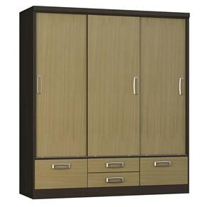 Guarda-Roupa Araplac Madri com 3 Portas e 4 Gavetas - Tabaco/Amêndoa