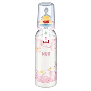 Mamadeira Nuk PP Rose & Blue Rosa c/ Bico de Silicone e Tampa Protetora Tam. 2 - 240 ml