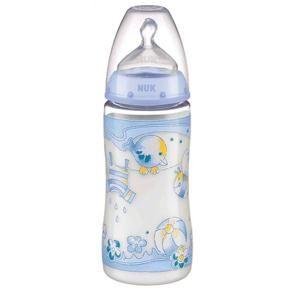 Mamadeira Nuk First Choice Rose & Blue Azul c/ Bico de Silicone e Tampa Protetora Tam. 2 - 300 ml