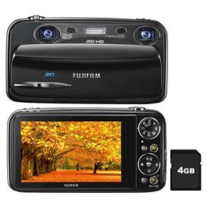 Câmera Digital FujiFilm Finepix Real W3-3D c/ 10MP, Zoom Óptico 3x, LCD 3,5", Foto e Vídeos HD em 3D + Cartão SD de 4GB