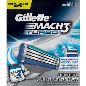 Carga Gillete p/ Babeador Descartável Mach 3 Turbo c/ 2 Unidades