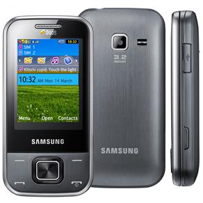 Celular Desbloqueado Samsung Duos Slider C3752 Cinza Dual Chip c/ Câmera 3.2MP, Rádio FM, MP3, Bluetooth e Fone de Ouvido