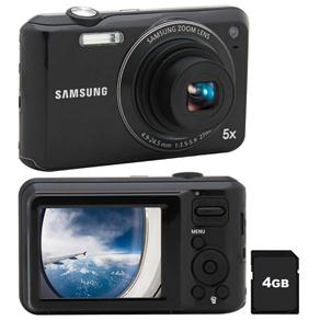 Câmera Digital Samsung ES68/PBBR, Preta c/ 12.2MP, Zoom Óptico 5x, LCD de 2,5”, Detector de Face, Estabilizador de Imagem e Cartão de Memória 4GB