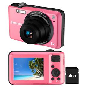Câmera Digital Samsung ES68/PPBR, Rosa c/ 12.2MP, Zoom Óptico 5x, LCD de 2,5”, Detector de Face, Estabilizador de Imagem e Cartão de Memória 4GB