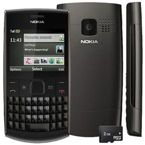 Celular Desbloqueado Claro Nokia X2-01 Cinza/Preto QWERTY, Câmera, MP3, Rádio FM, Bluetooth, Fone de Ouvido e Cartão 2GB