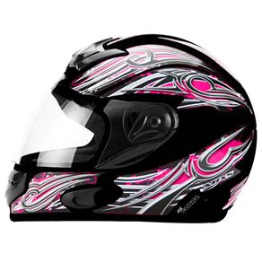 Capacete Mixs Mx Cobra c/ Entradas de Ar Frontal e Lateral - Preto/Rosa