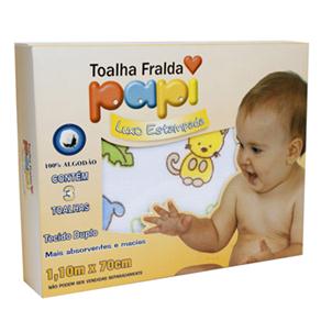 Toalha de Fralda p/ Banho Papi Luxo Estampada 1536 - 3 Unidades
