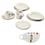Aparelho de Jantar e Chá Biona Montreal M6387360 - 20 Peças + Tigela de Porcelana Oxford Bolo de Caneca c/ Asa 300ml - Branca/Marrom