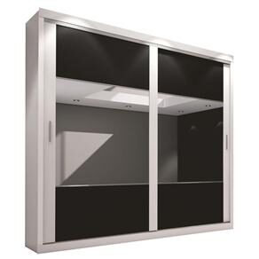 Guarda-Roupa Móveis Europa Onix 4792 Flex c/ 2 Portas e Espelho - Branco/Preto